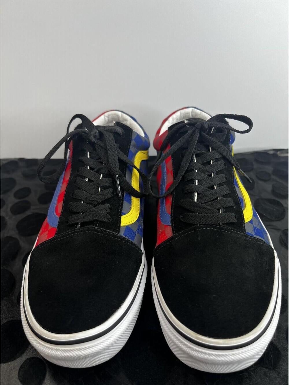 Vans Old Skool Checkerboard Sneakers Mens 11 Blue Red Yellow Black Suede Skate S - Picture 5 of 10